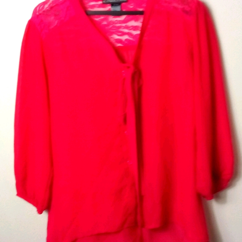 No Strings Attached M Red Blouse Top - image 1